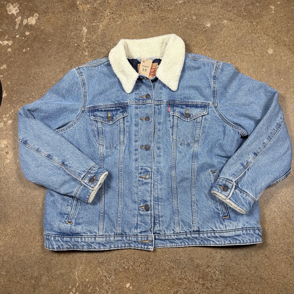 Classic Levi's SHERPA Trucker Denim Jean Jacket Womens XXXL Retro